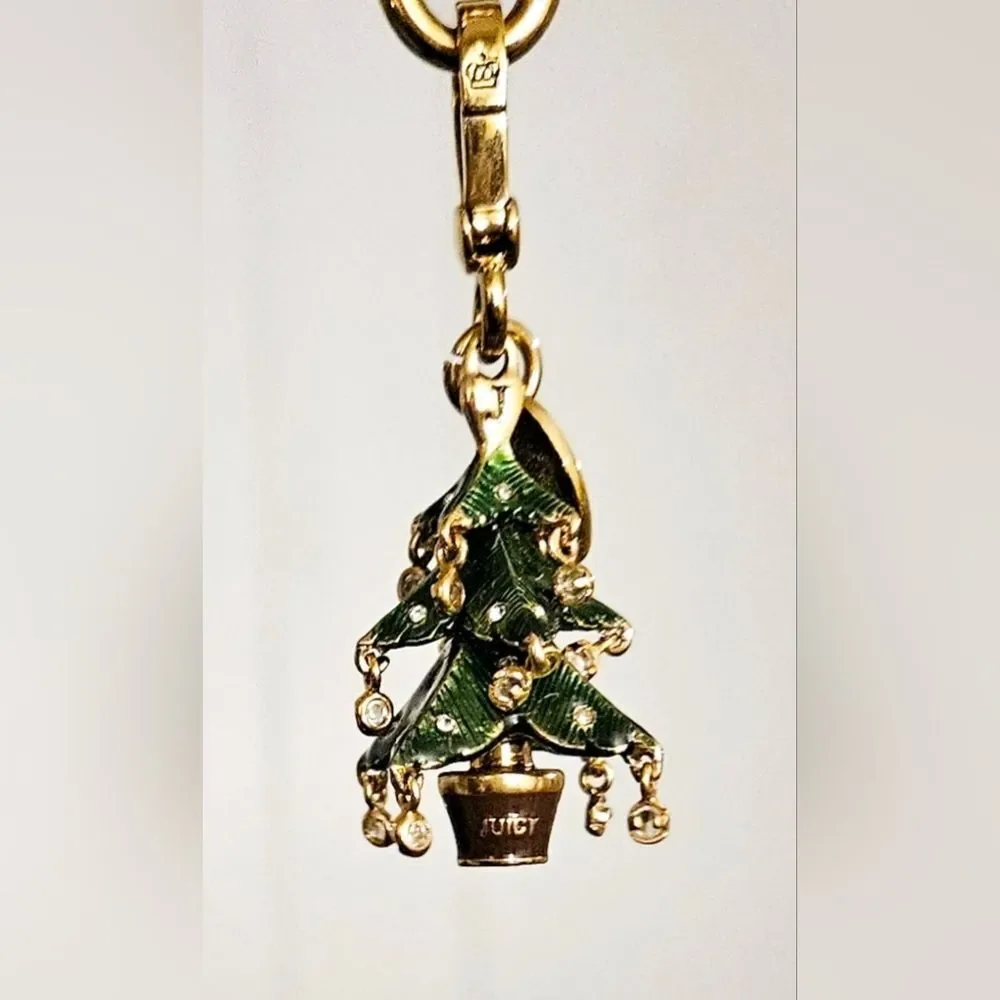 Juicy Couture Limited Edition Christmas Tree Gem Ornaments Gold Heart Bracelet - Picture 7 of 12